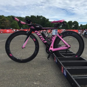 I didn't stop to take a picture of her while I was in T1, but this is her in transition the day before.